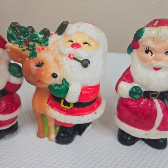 Vintage Gurly Halo Christmas Candle Lot 10 Santa Snowman Angel Tree Choir - Picture 12 of 16